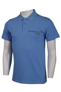 P1038 設計男裝淨色短袖Polo恤 瑞士 RB  Polo恤製造商        藍色